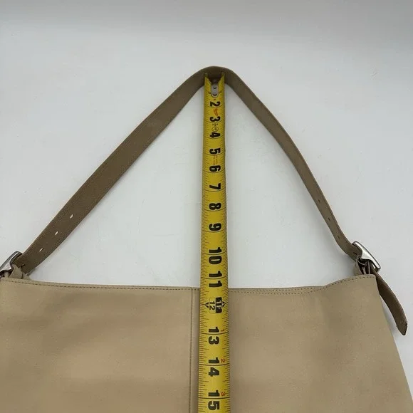 VINTAGE COACH LARGE BEIGE/CREAM LEATHER SLIM SHOULDER BAG #9406 USA